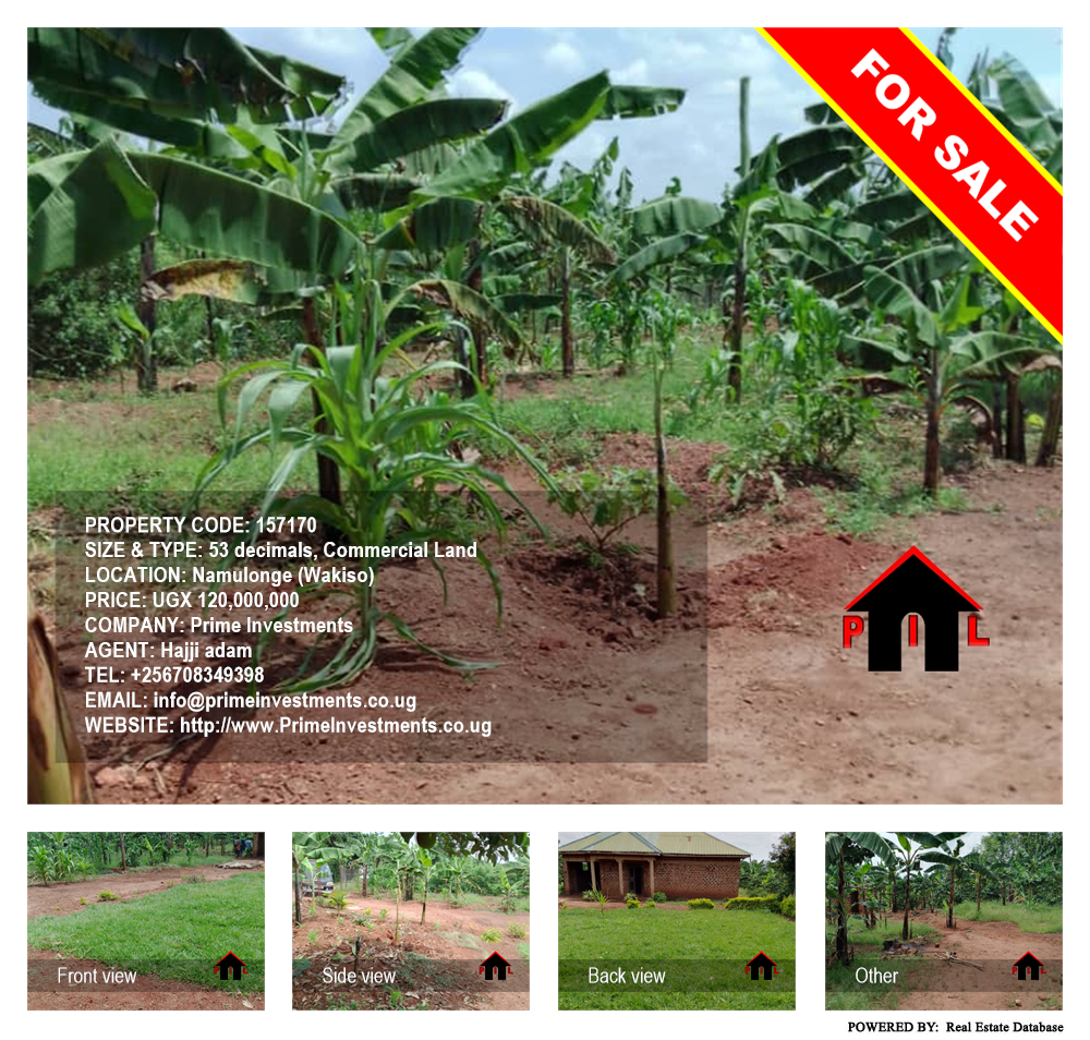 Commercial Land  for sale in Namulonge Wakiso Uganda, code: 157170