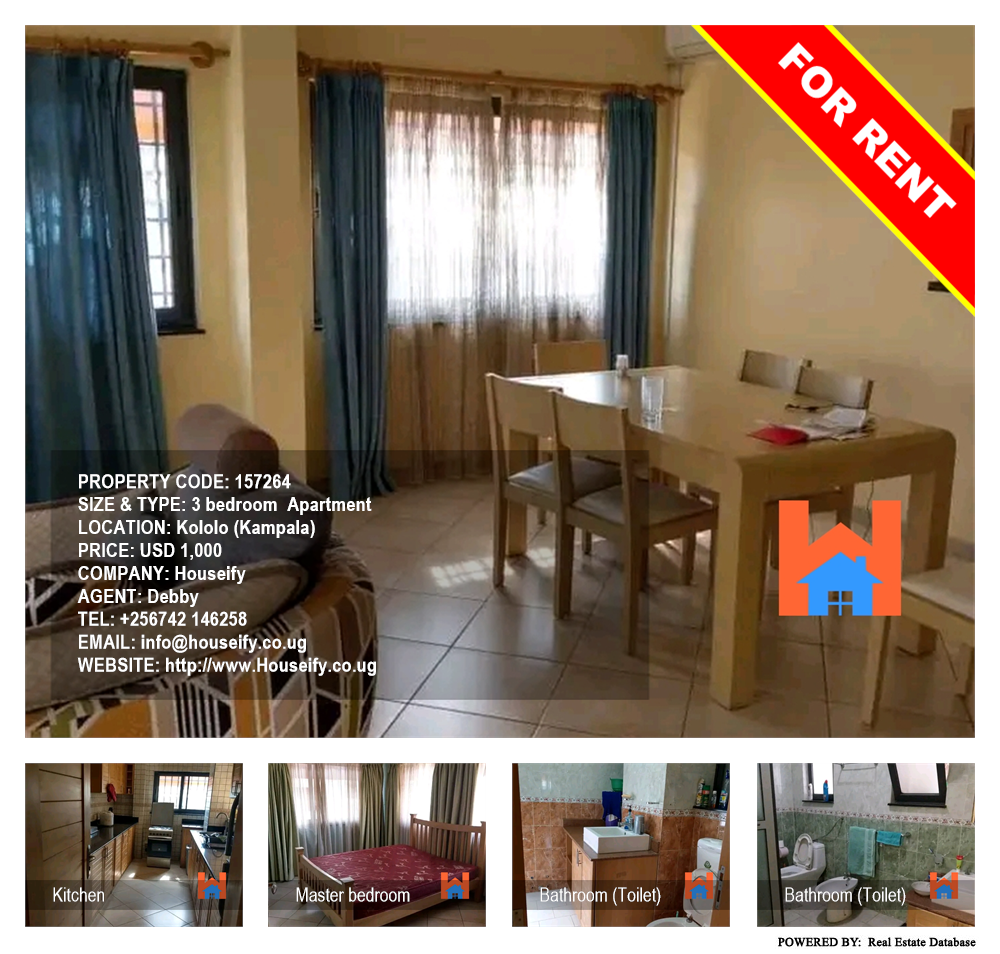 3 bedroom Apartment  for rent in Kololo Kampala Uganda, code: 157264