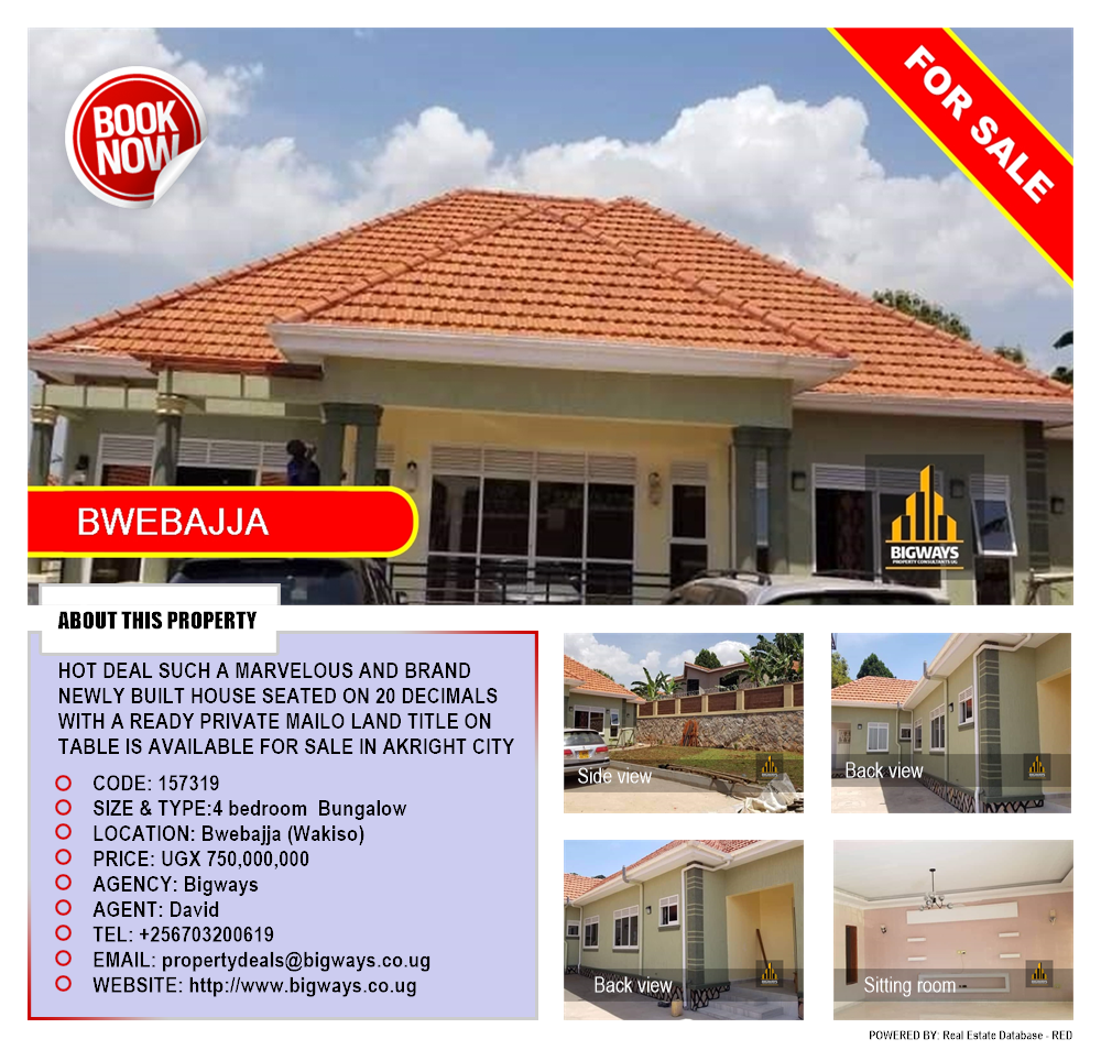 4 bedroom Bungalow  for sale in Bwebajja Wakiso Uganda, code: 157319