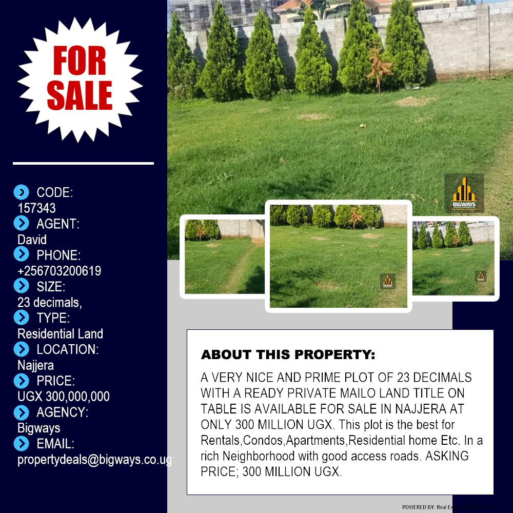 Residential Land  for sale in Najjera Wakiso Uganda, code: 157343