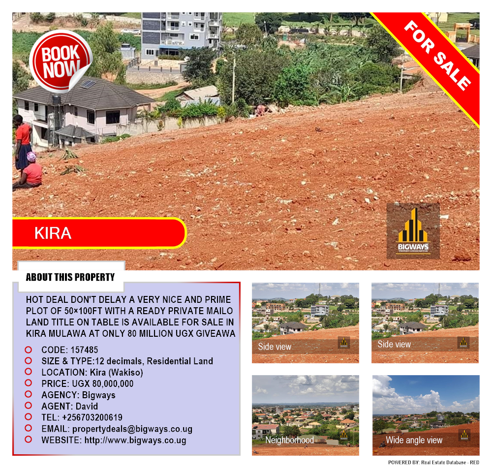 Residential Land  for sale in Kira Wakiso Uganda, code: 157485