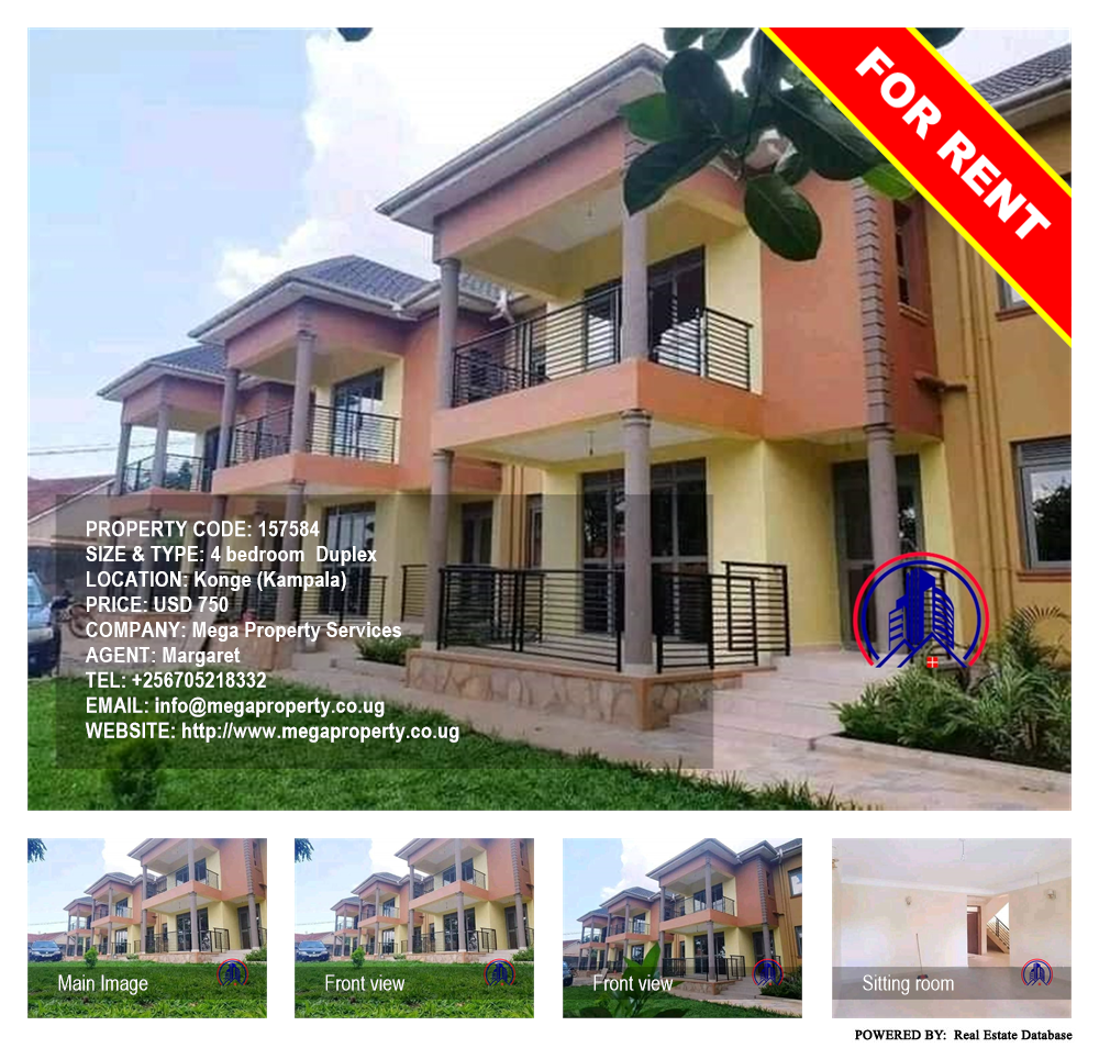 4 bedroom Duplex  for rent in Konge Kampala Uganda, code: 157584
