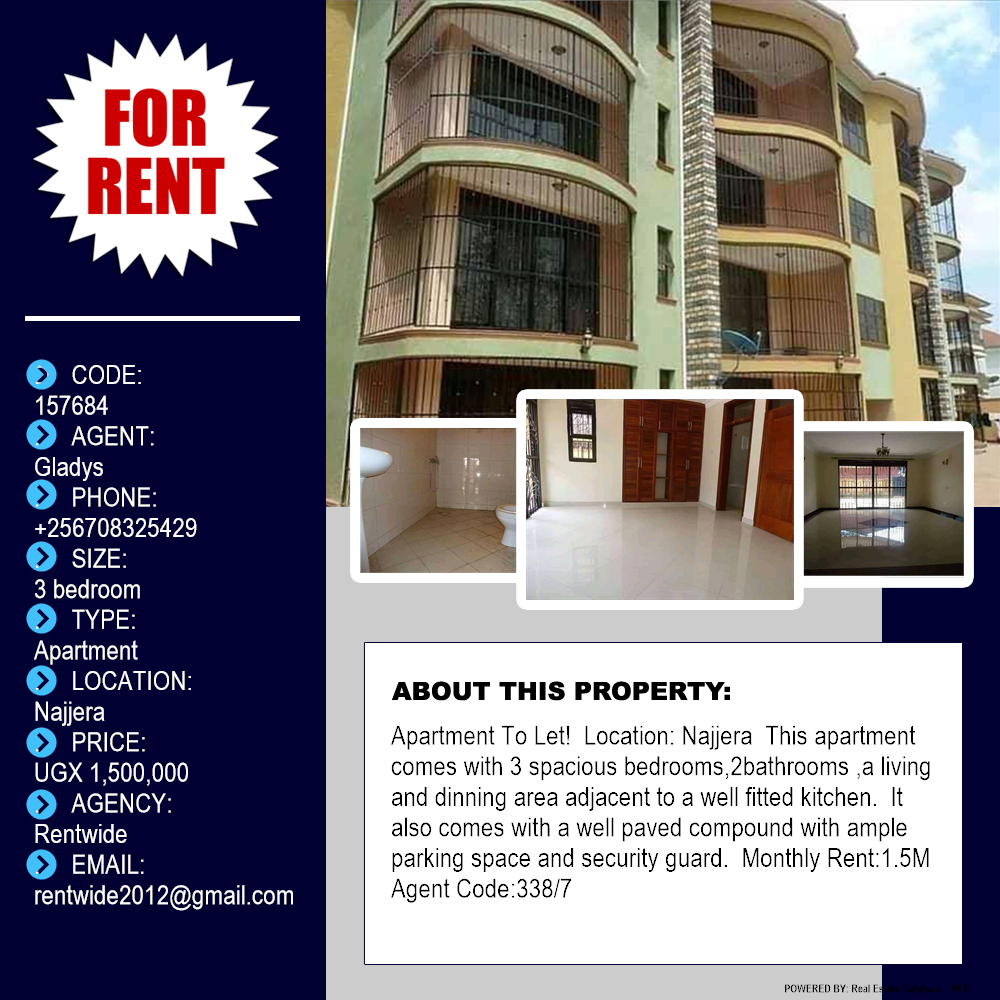 3 bedroom Apartment  for rent in Najjera Wakiso Uganda, code: 157684
