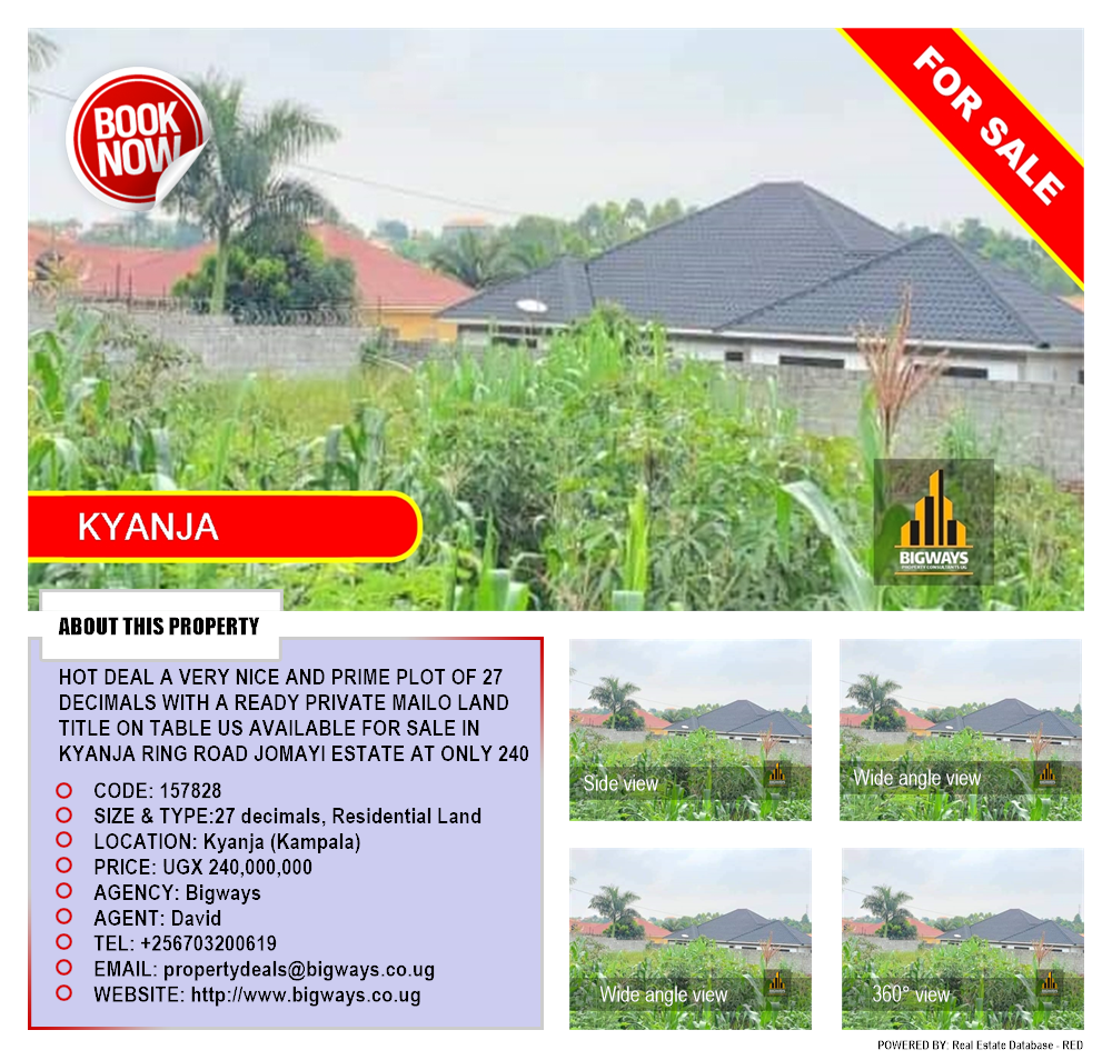 Residential Land  for sale in Kyanja Kampala Uganda, code: 157828