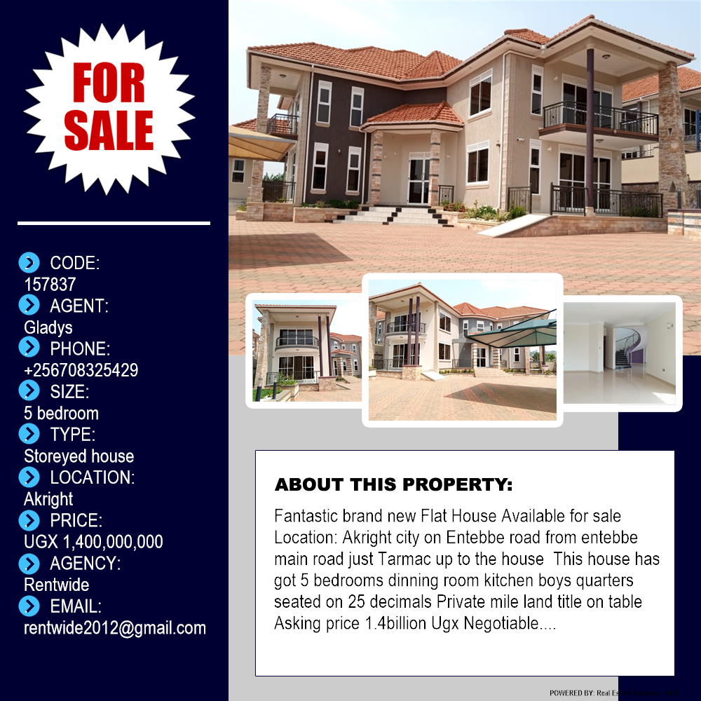 5 bedroom Storeyed house  for sale in Akright Wakiso Uganda, code: 157837