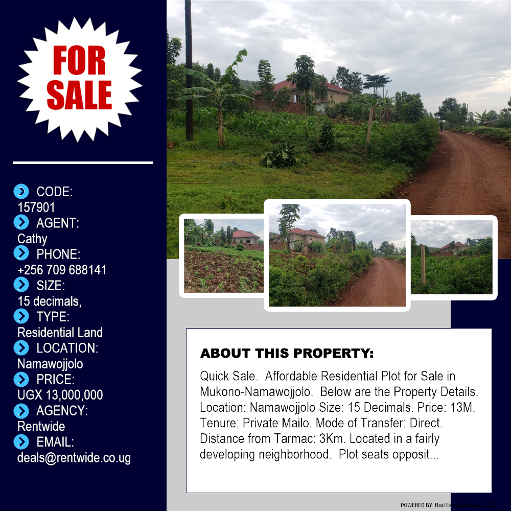 Residential Land  for sale in Namawojjolo Mukono Uganda, code: 157901