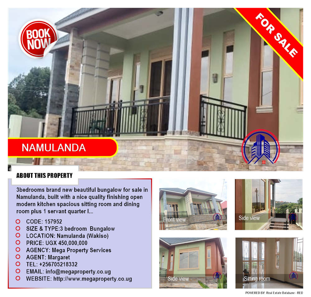 3 bedroom Bungalow  for sale in Namulanda Wakiso Uganda, code: 157952