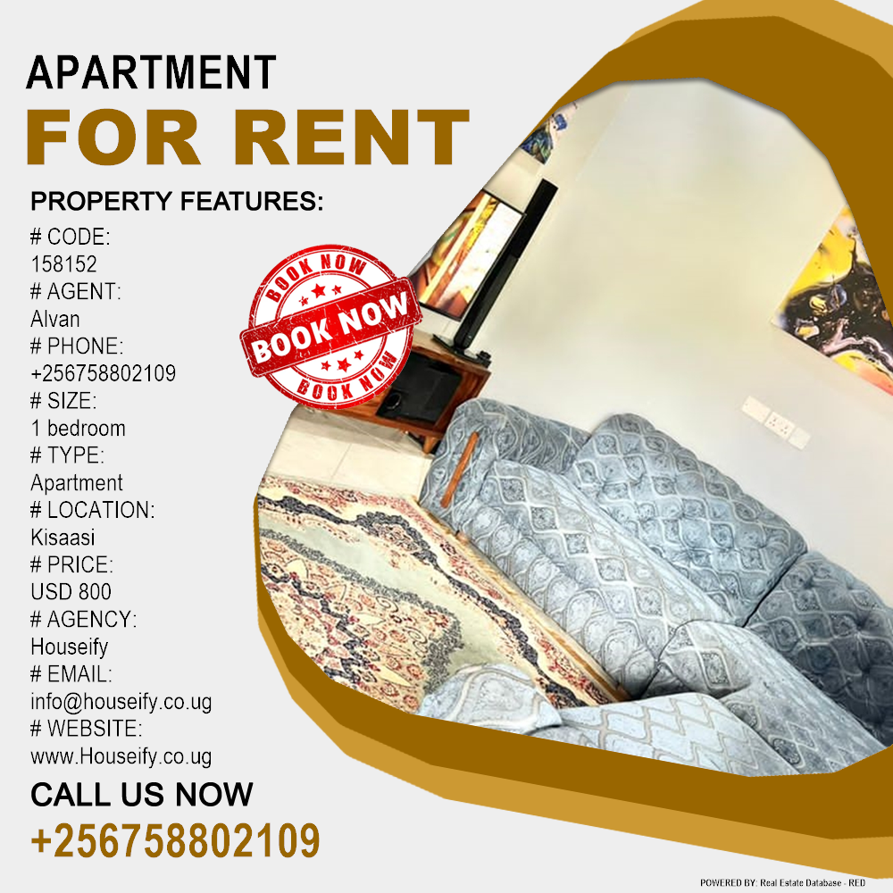 1 bedroom Apartment  for rent in Kisaasi Kampala Uganda, code: 158152