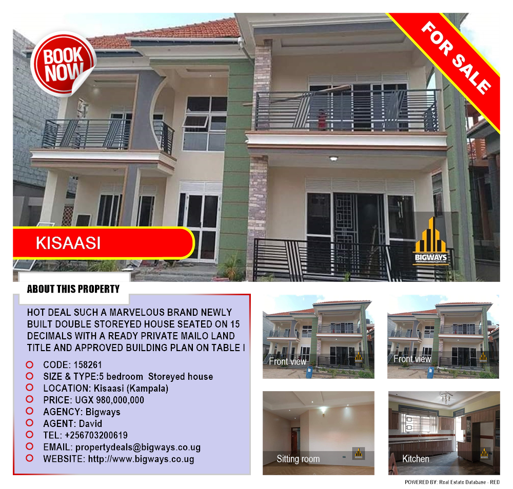 5 bedroom Storeyed house  for sale in Kisaasi Kampala Uganda, code: 158261