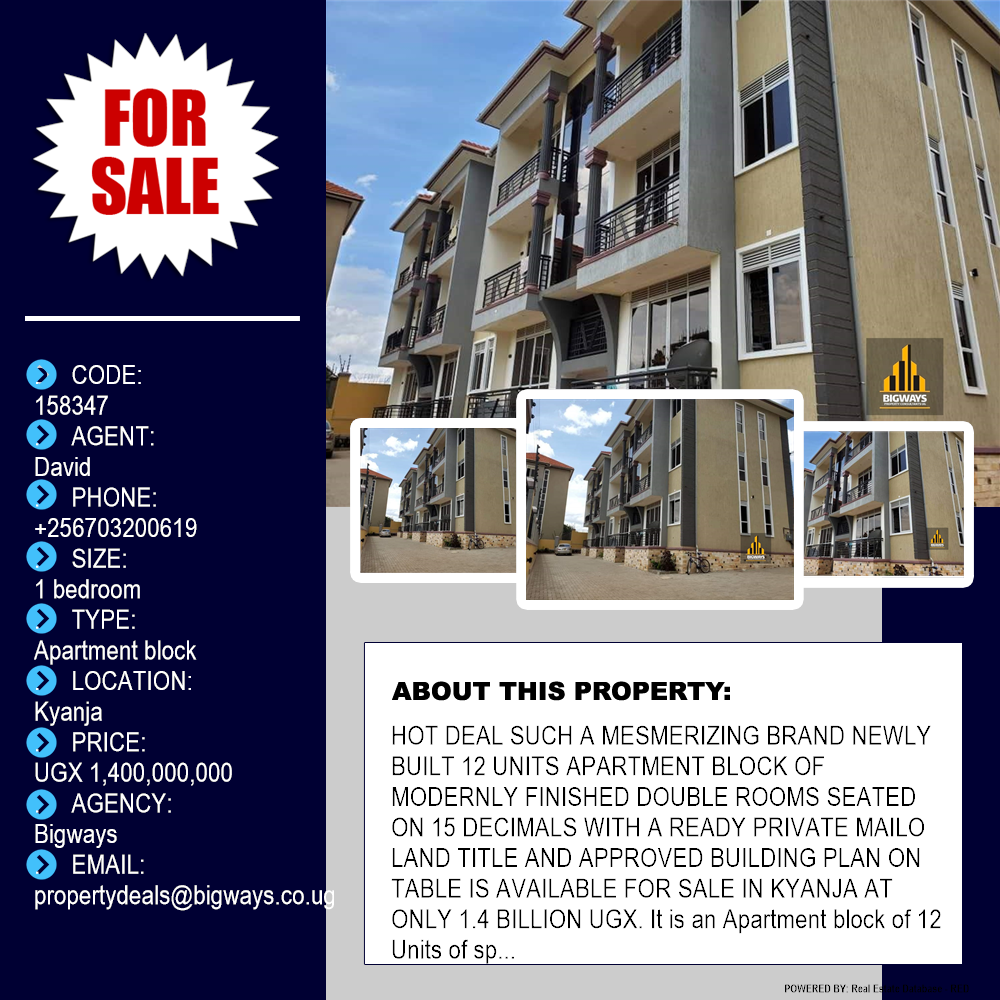 1 bedroom Apartment block  for sale in Kyanja Kampala Uganda, code: 158347