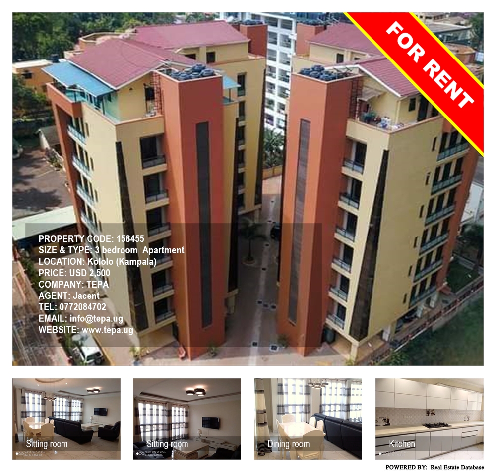 3 bedroom Apartment  for rent in Kololo Kampala Uganda, code: 158455