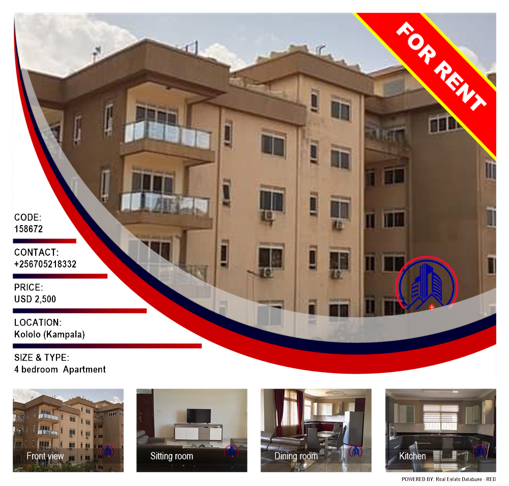4 bedroom Apartment  for rent in Kololo Kampala Uganda, code: 158672