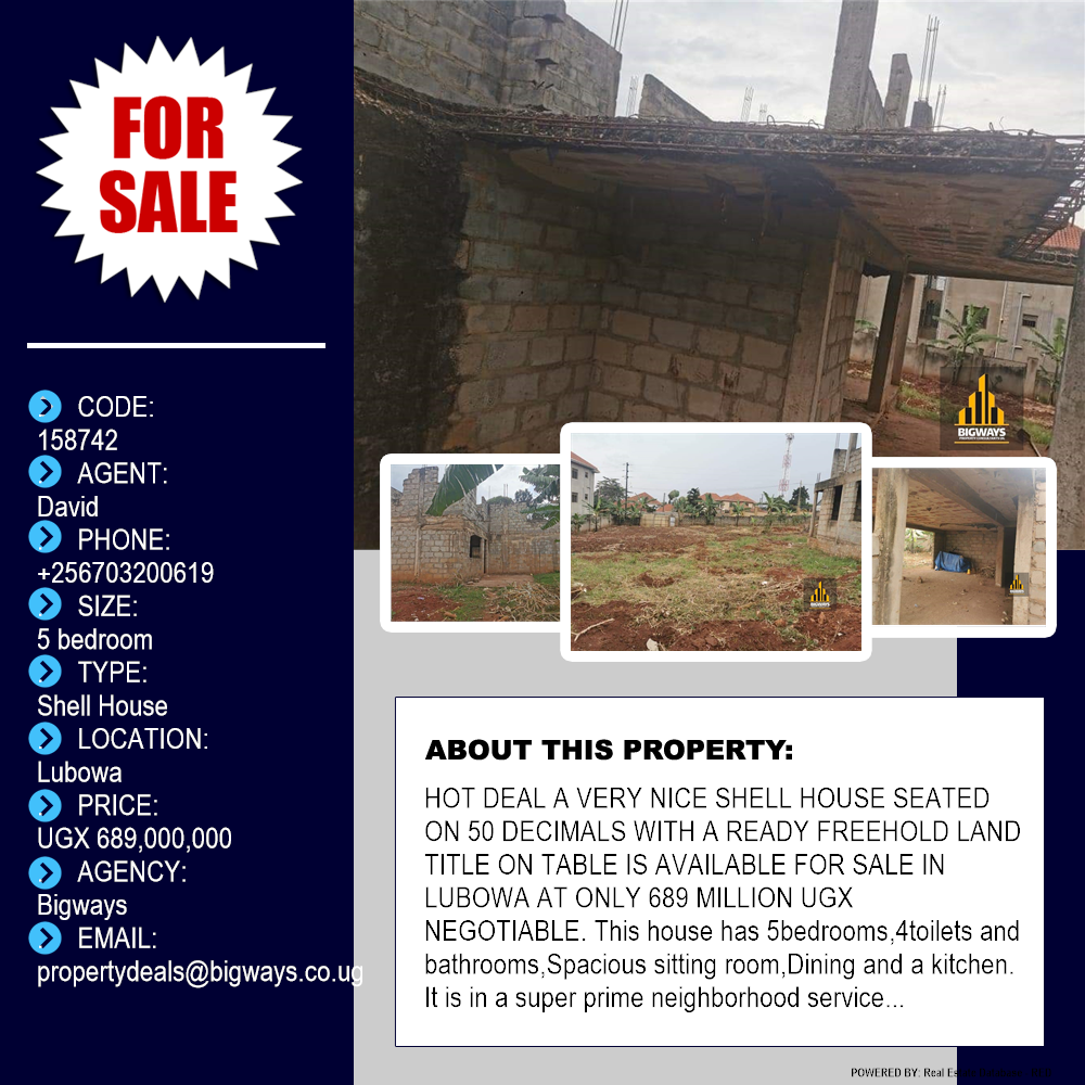 5 bedroom Shell House  for sale in Lubowa Wakiso Uganda, code: 158742