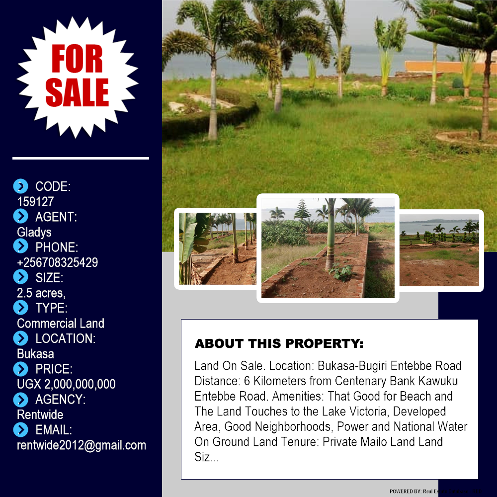 Commercial Land  for sale in Bukasa Wakiso Uganda, code: 159127