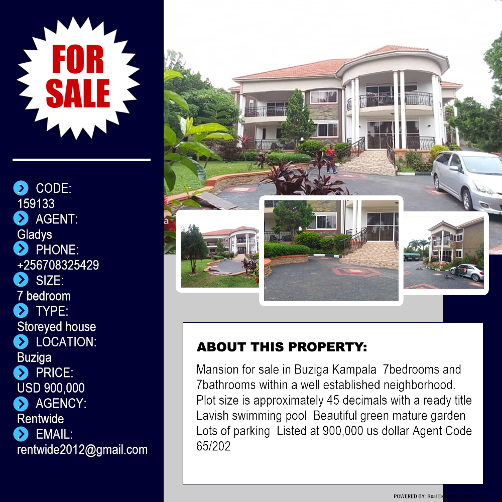 7 bedroom Storeyed house  for sale in Buziga Kampala Uganda, code: 159133