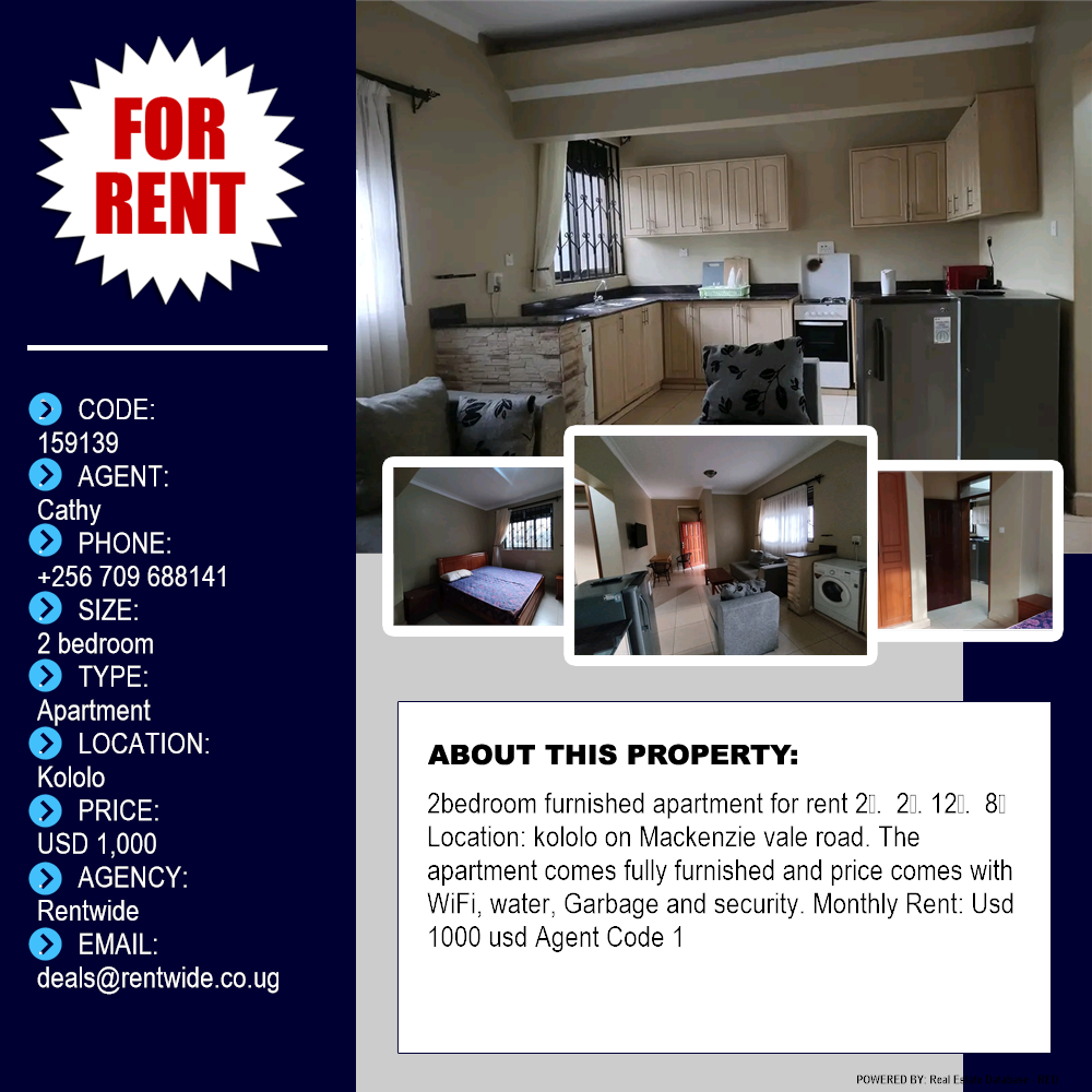 2 bedroom Apartment  for rent in Kololo Kampala Uganda, code: 159139