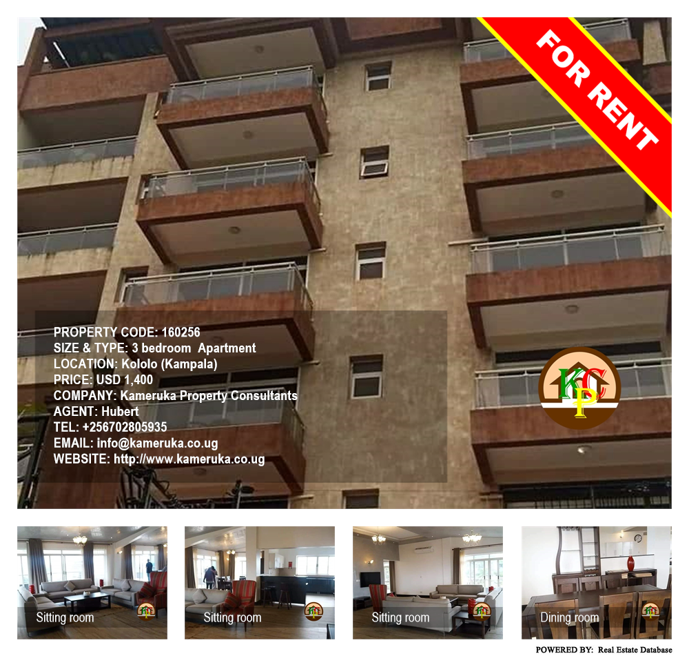 3 bedroom Apartment  for rent in Kololo Kampala Uganda, code: 160256