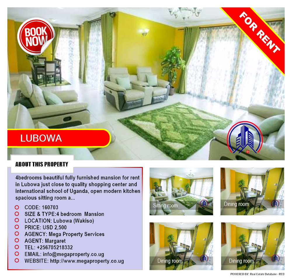 4 bedroom Mansion  for rent in Lubowa Wakiso Uganda, code: 160703