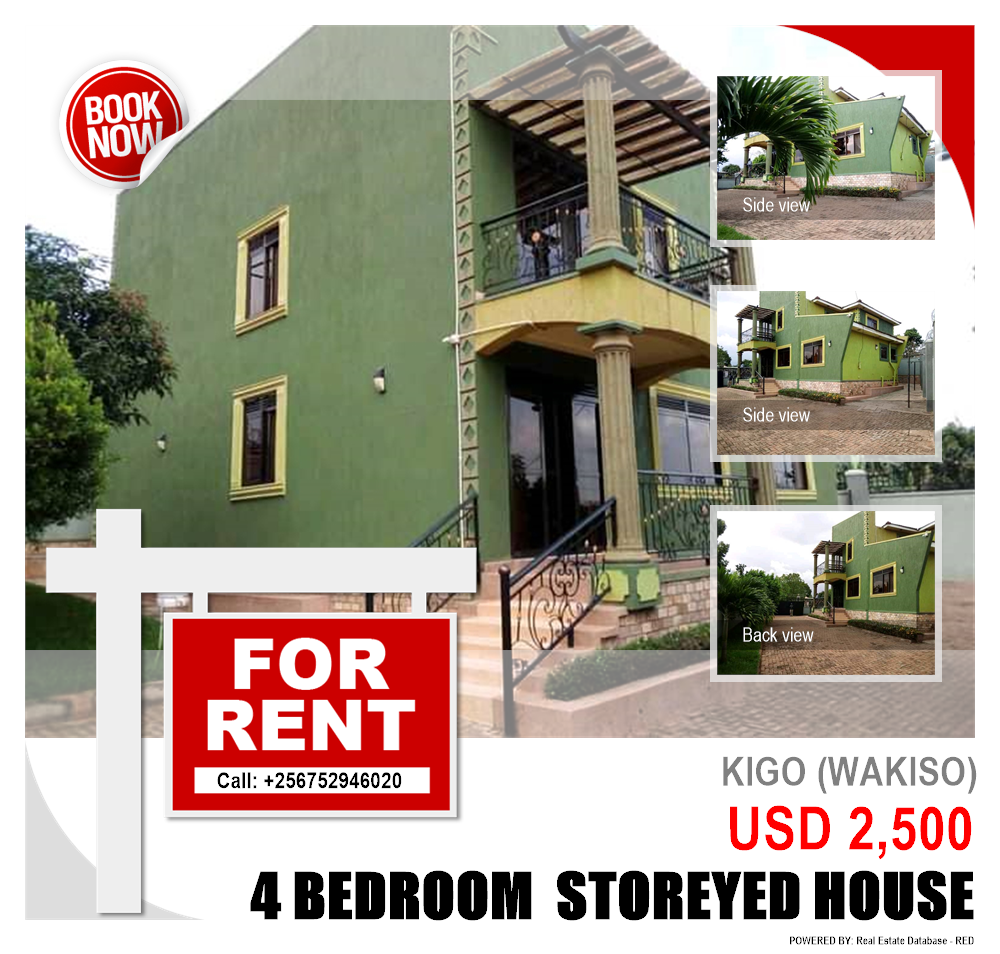 4 bedroom Storeyed house  for rent in Kigo Wakiso Uganda, code: 160767