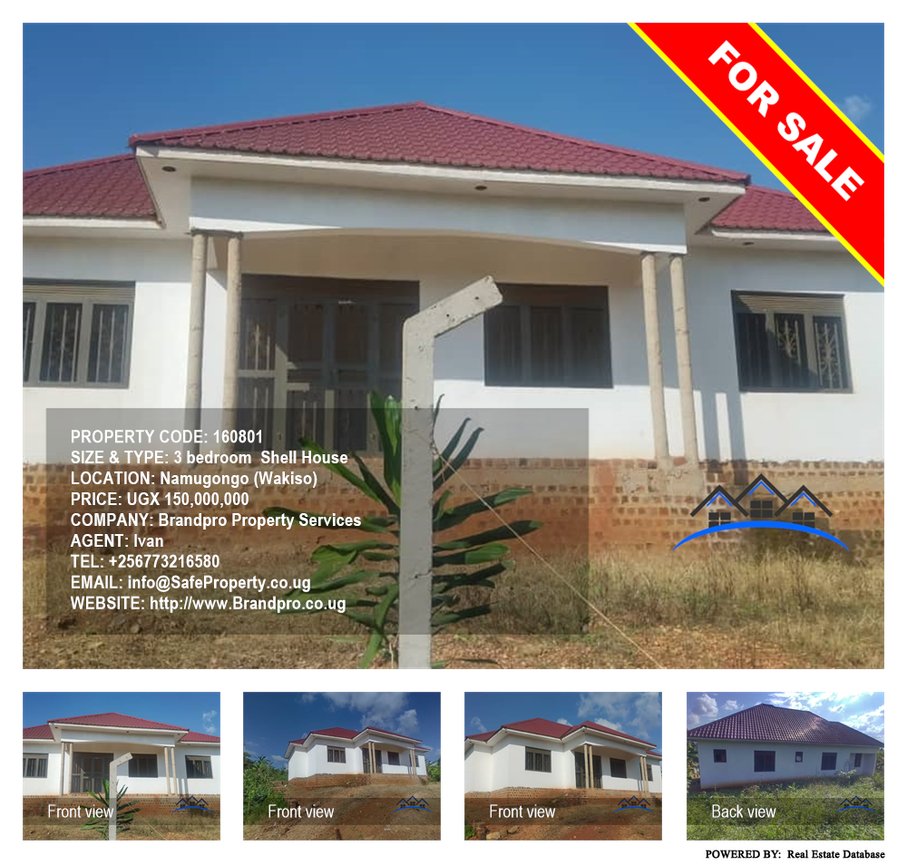 3 bedroom Shell House  for sale in Namugongo Wakiso Uganda, code: 160801