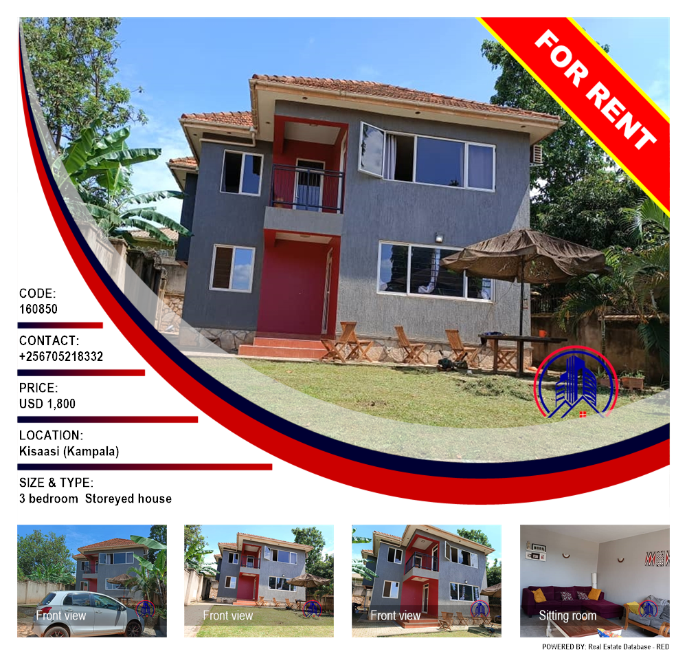 3 bedroom Storeyed house  for rent in Kisaasi Kampala Uganda, code: 160850