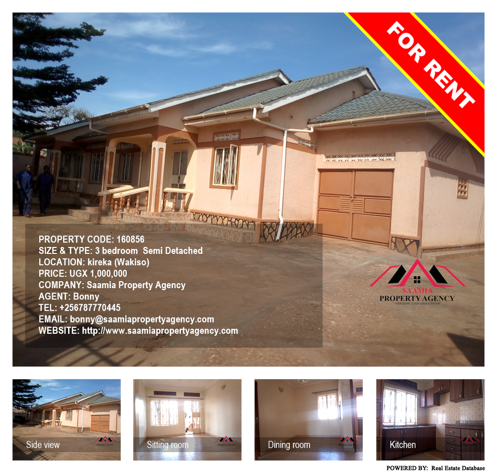 3 bedroom Semi Detached  for rent in Kireka Wakiso Uganda, code: 160856