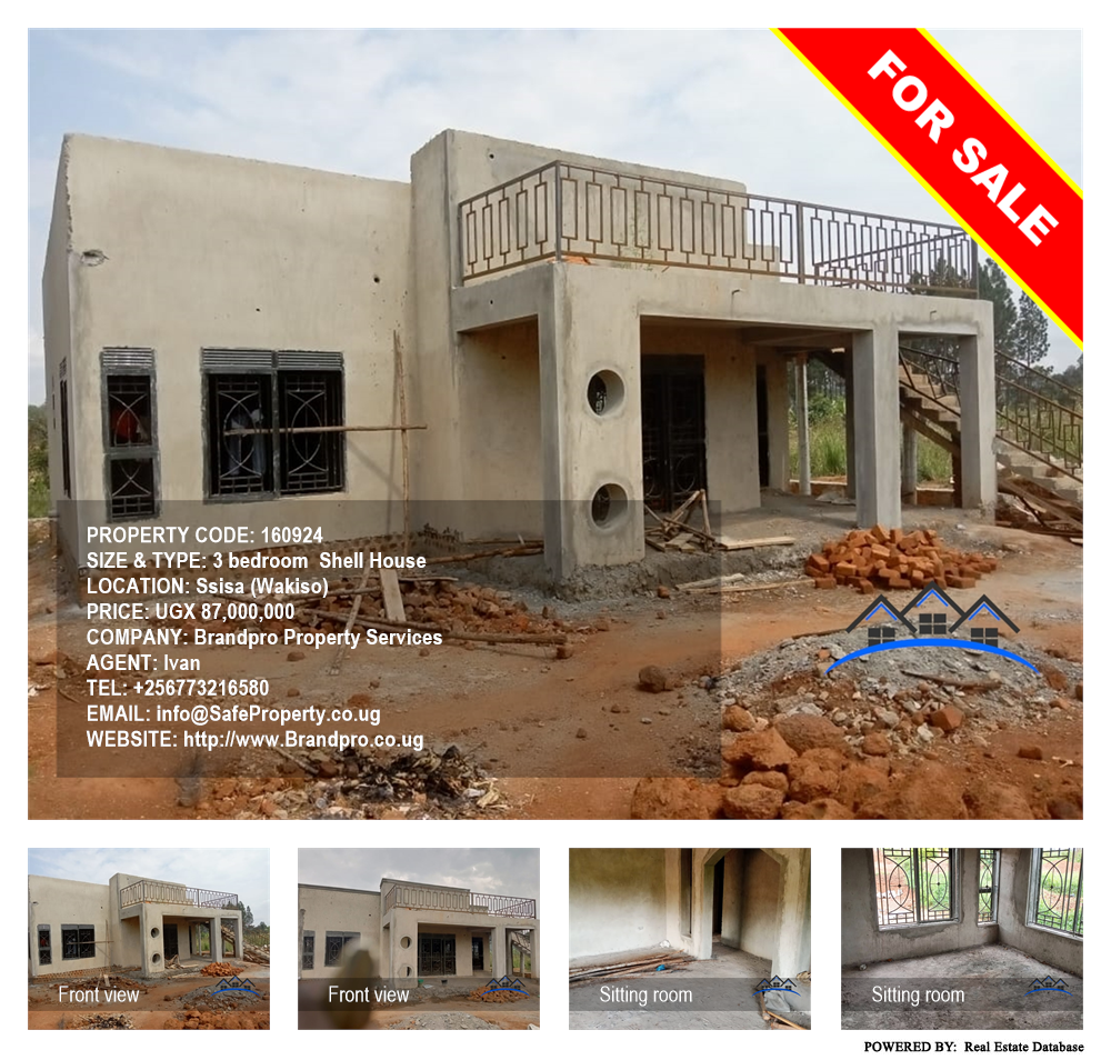 3 bedroom Shell House  for sale in Ssisa Wakiso Uganda, code: 160924