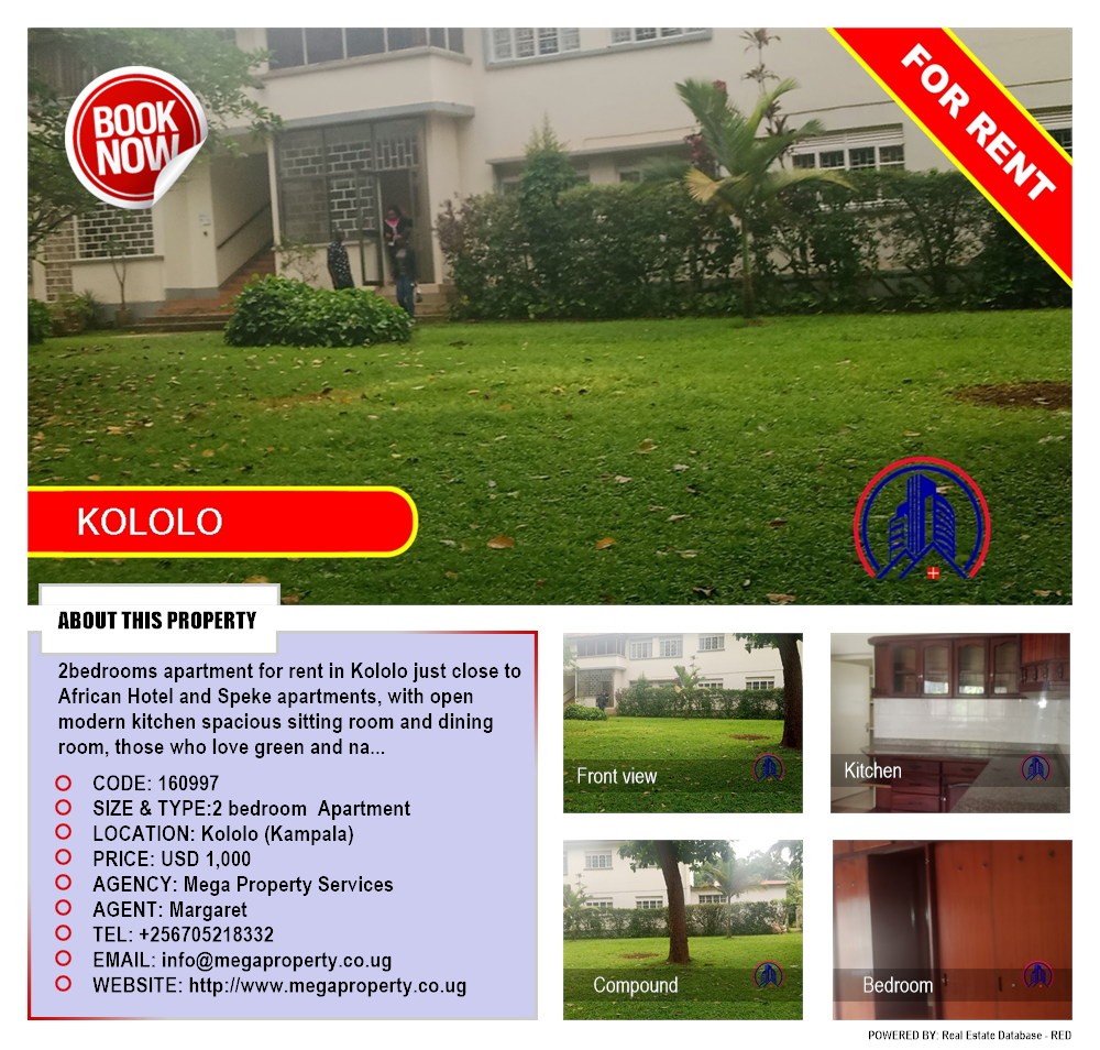 2 bedroom Apartment  for rent in Kololo Kampala Uganda, code: 160997