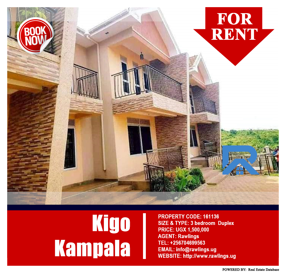 3 bedroom Duplex  for rent in Kigo Kampala Uganda, code: 161136