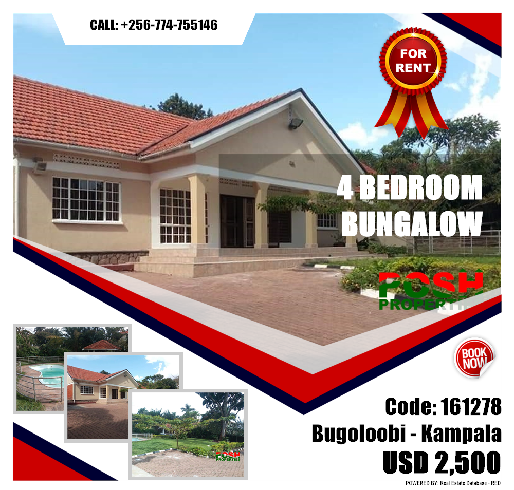 4 bedroom Bungalow  for rent in Bugoloobi Kampala Uganda, code: 161278