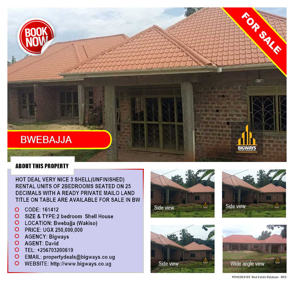 2 bedroom Shell House  for sale in Bwebajja Wakiso Uganda, code: 161412
