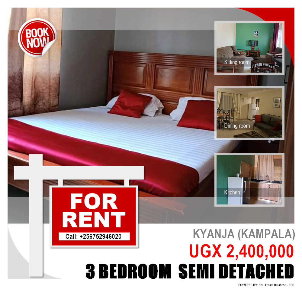 3 bedroom Semi Detached  for rent in Kyanja Kampala Uganda, code: 161413