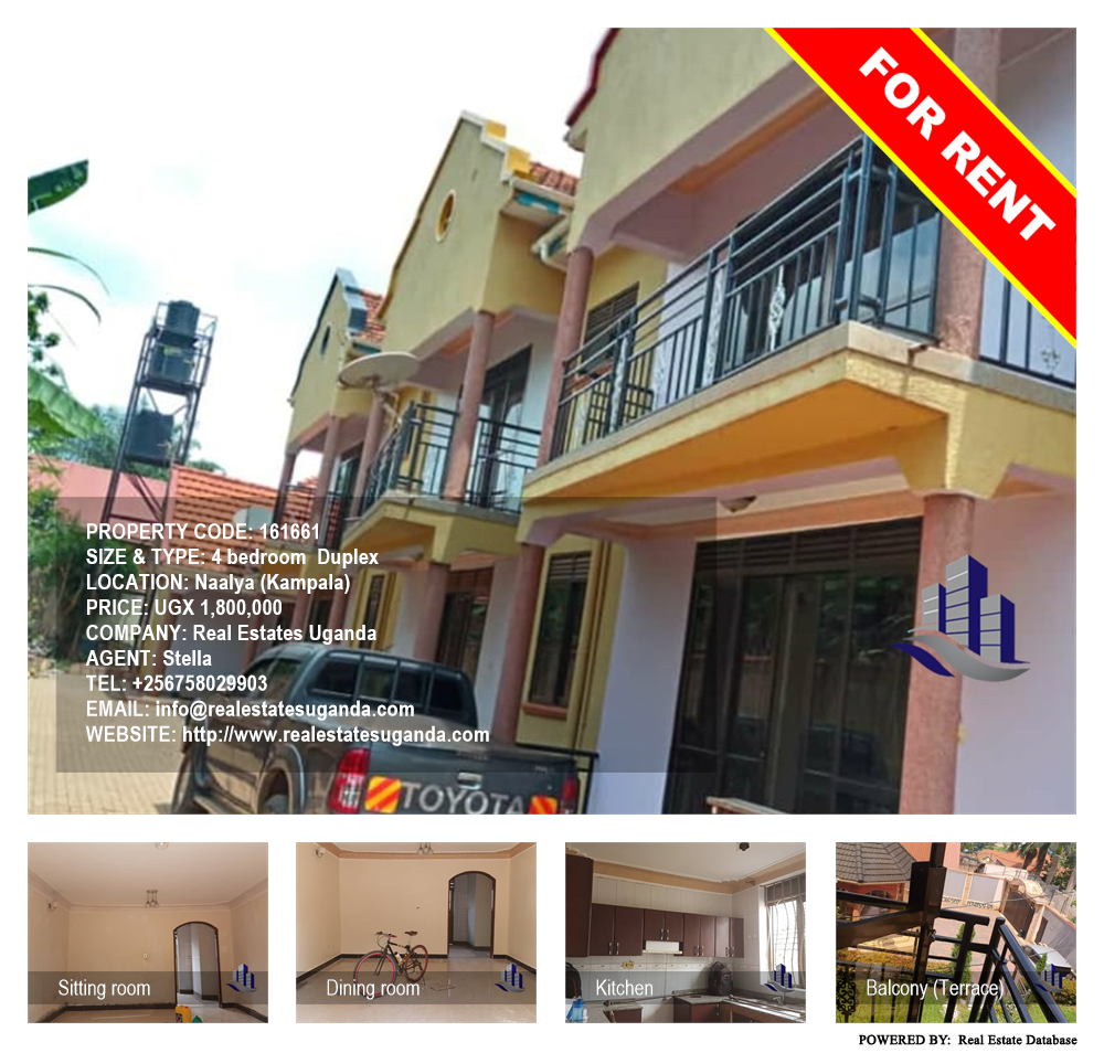 4 bedroom Duplex  for rent in Naalya Kampala Uganda, code: 161661