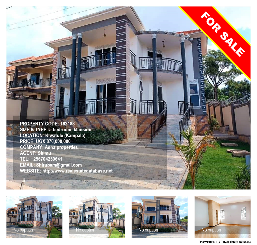 5 bedroom Mansion  for sale in Kiwaatule Kampala Uganda, code: 162188