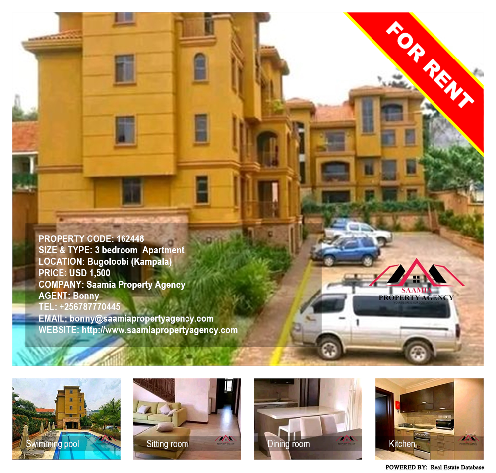 3 bedroom Apartment  for rent in Bugoloobi Kampala Uganda, code: 162448