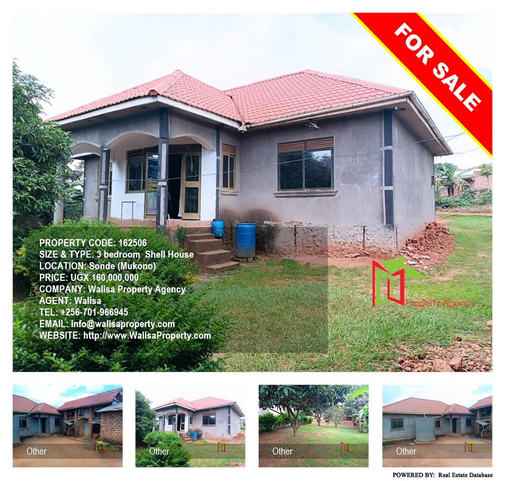 3 bedroom Shell House  for sale in Sonde Mukono Uganda, code: 162506