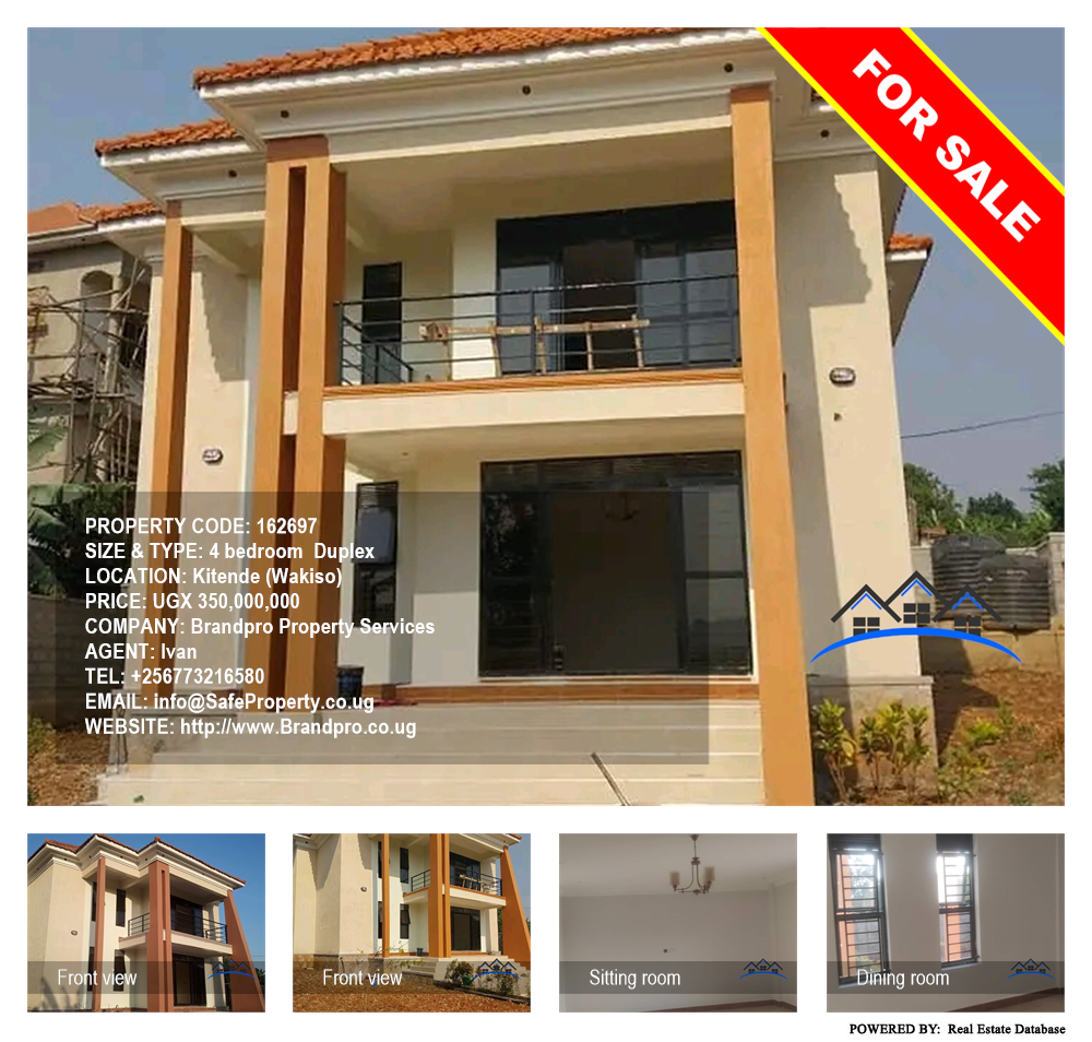 4 bedroom Duplex  for sale in Kitende Wakiso Uganda, code: 162697