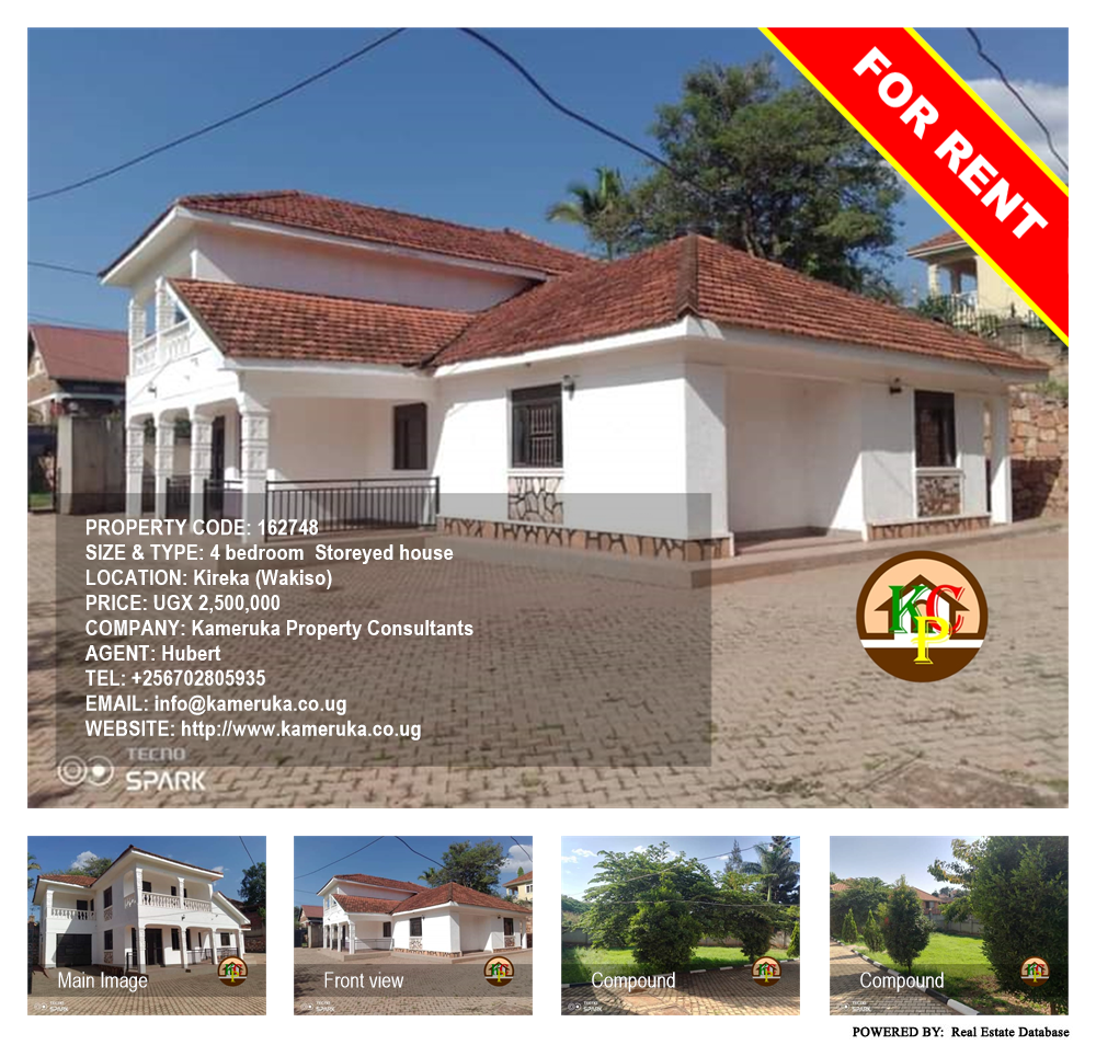 4 bedroom Storeyed house  for rent in Kireka Wakiso Uganda, code: 162748