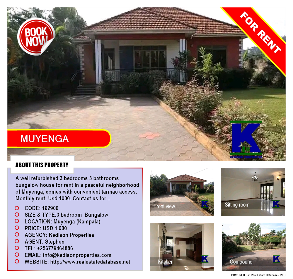 3 bedroom Bungalow  for rent in Muyenga Kampala Uganda, code: 162906