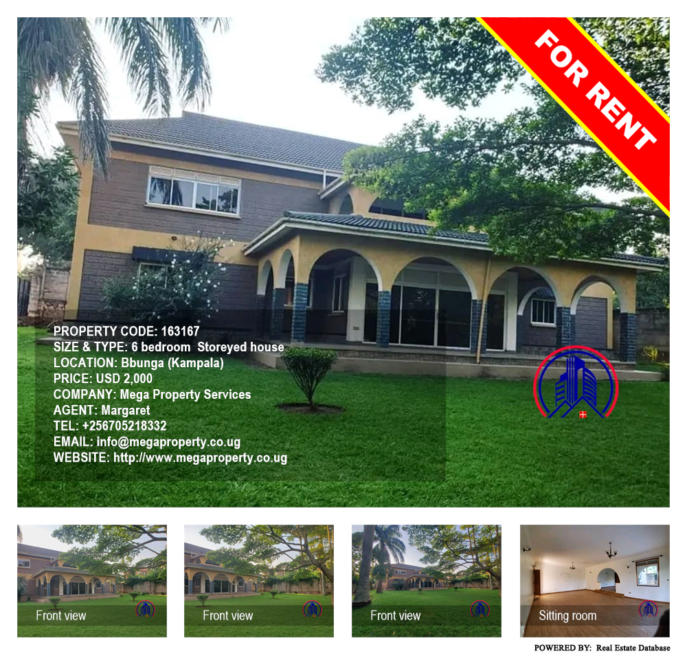6 bedroom Storeyed house  for rent in Bbunga Kampala Uganda, code: 163167