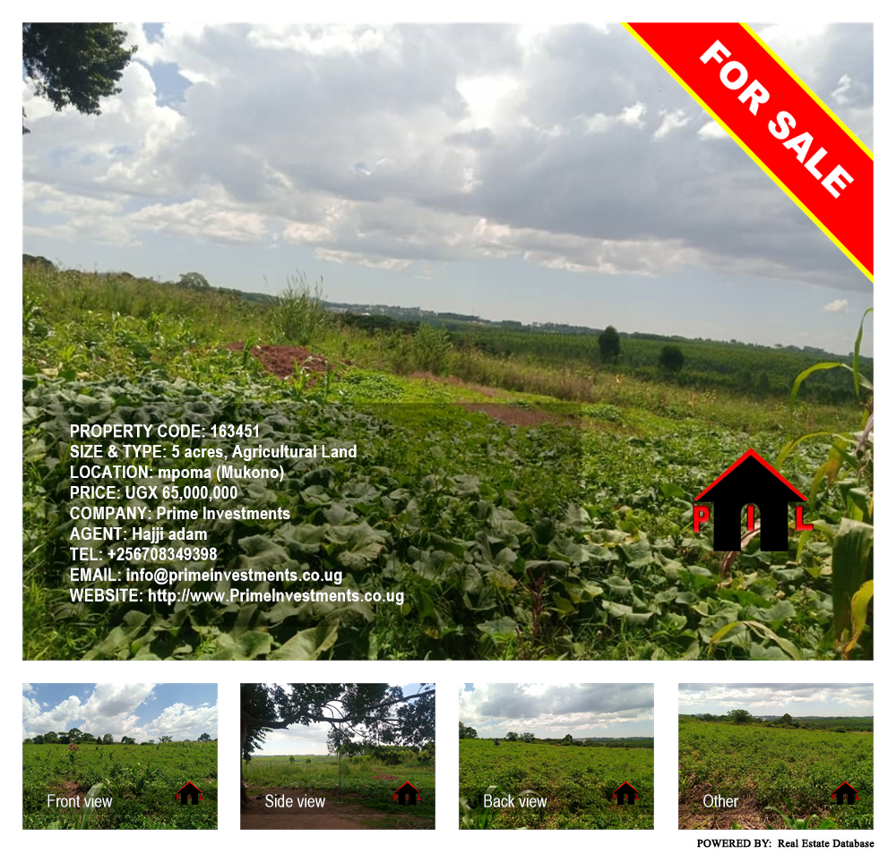 Agricultural Land  for sale in Mpoma Mukono Uganda, code: 163451