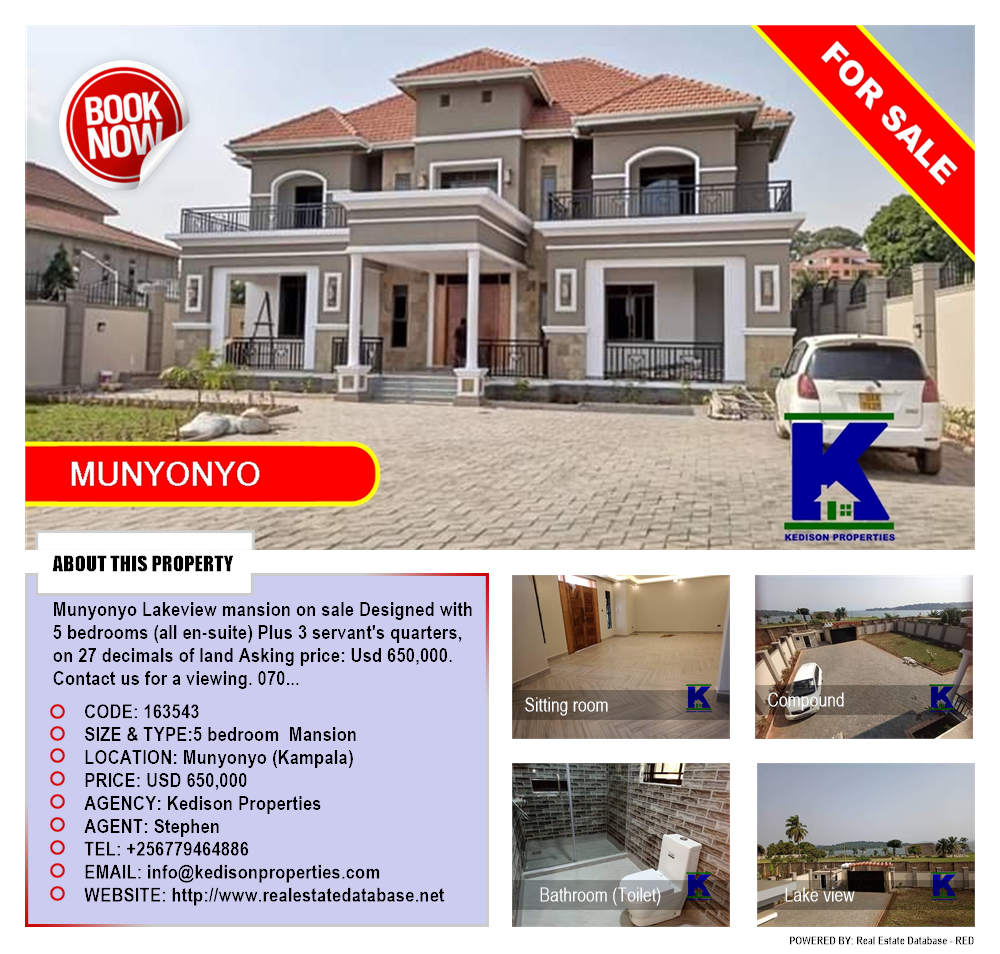 5 bedroom Mansion  for sale in Munyonyo Kampala Uganda, code: 163543