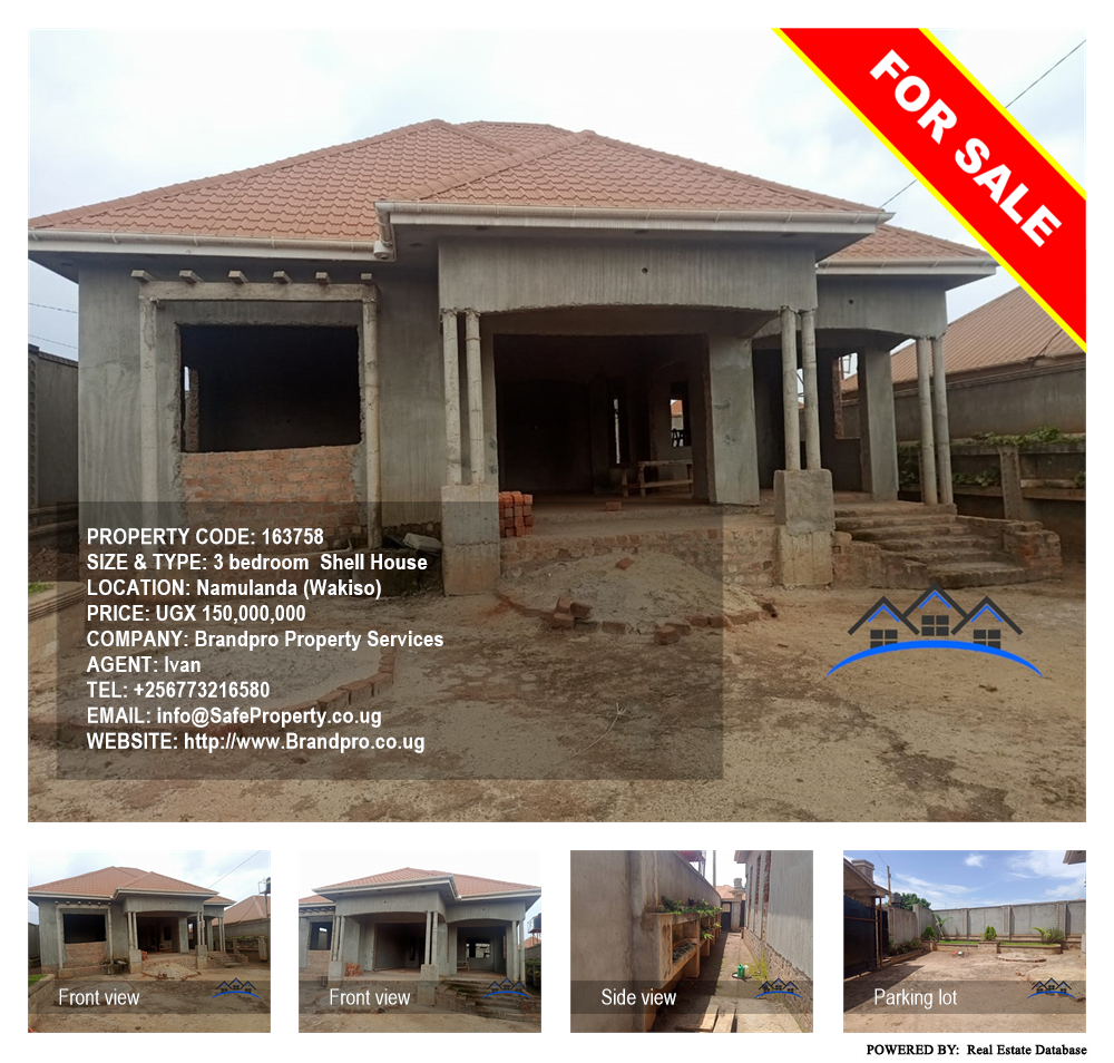 3 bedroom Shell House  for sale in Namulanda Wakiso Uganda, code: 163758