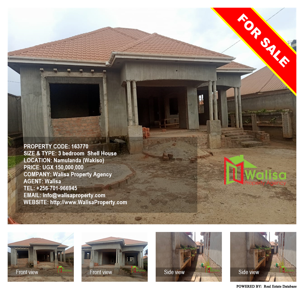3 bedroom Shell House  for sale in Namulanda Wakiso Uganda, code: 163770