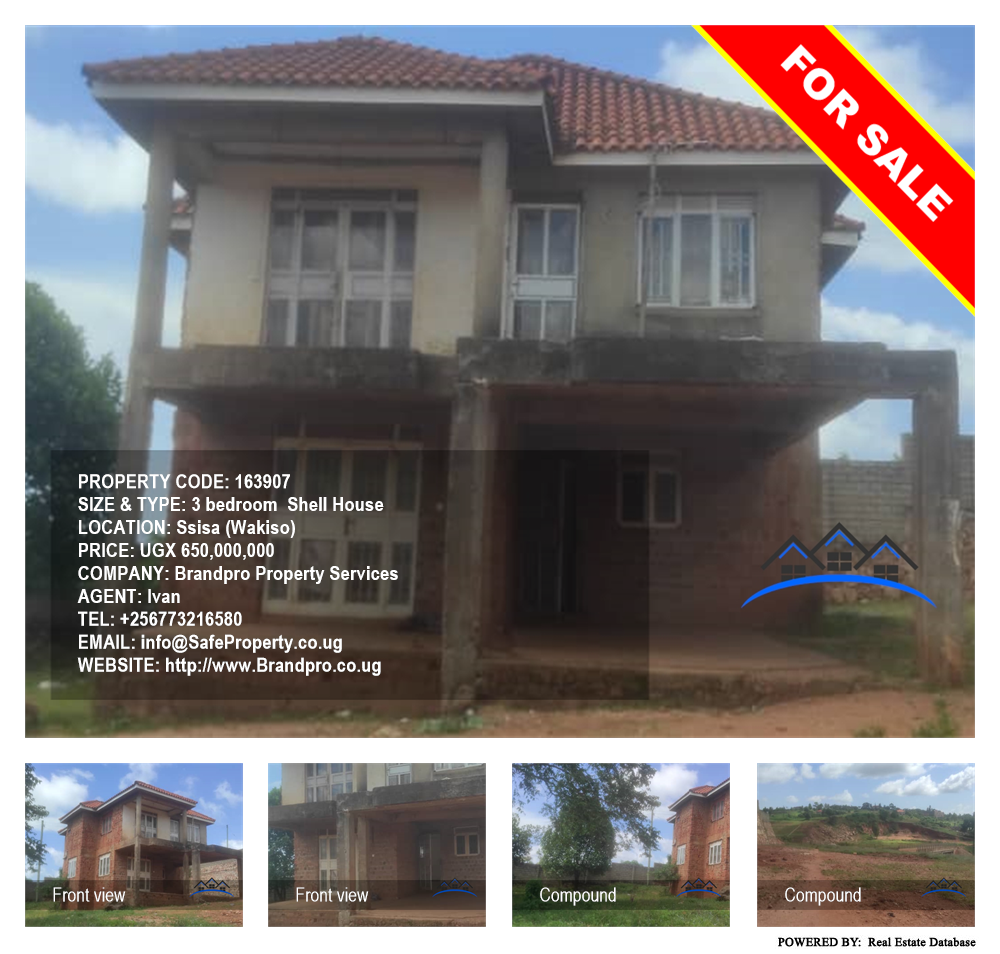 3 bedroom Shell House  for sale in Ssisa Wakiso Uganda, code: 163907