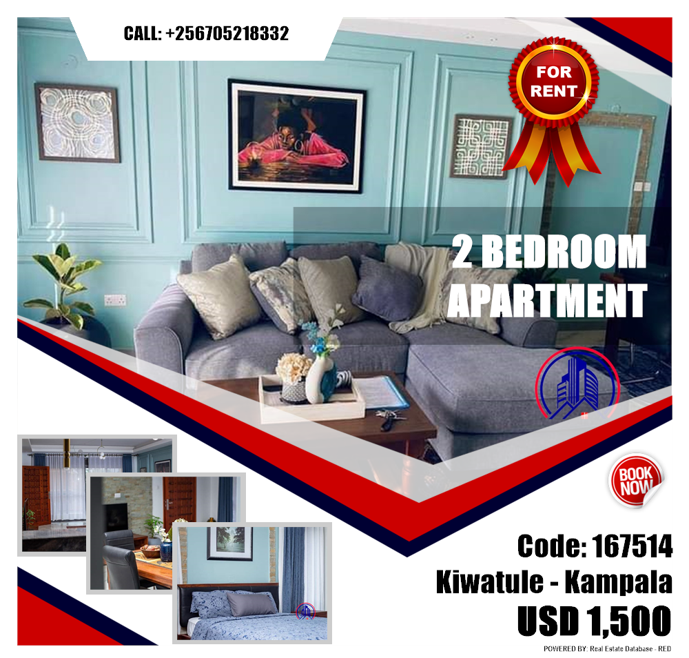 2 bedroom Apartment  for rent in Kiwaatule Kampala Uganda, code: 167514