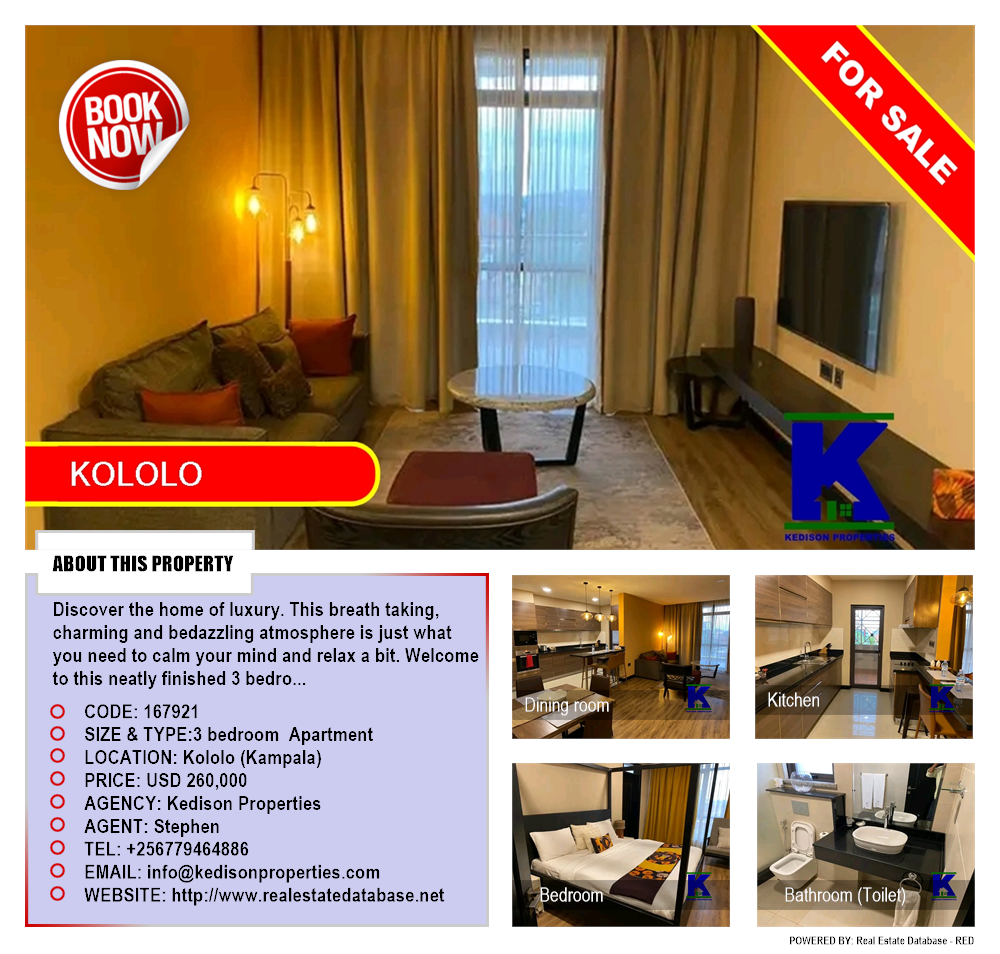 3 bedroom Apartment  for sale in Kololo Kampala Uganda, code: 167921