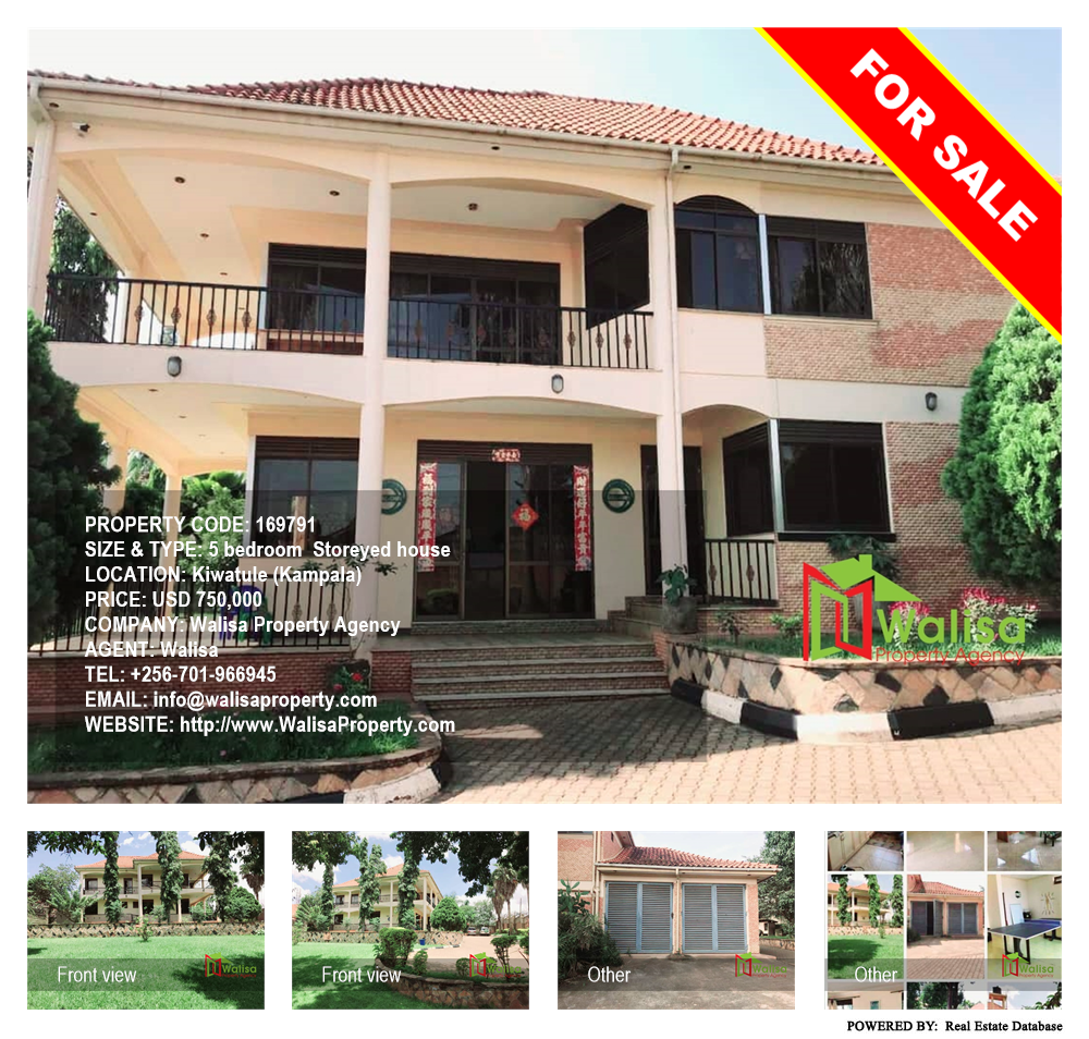 5 bedroom Storeyed house  for sale in Kiwaatule Kampala Uganda, code: 169791