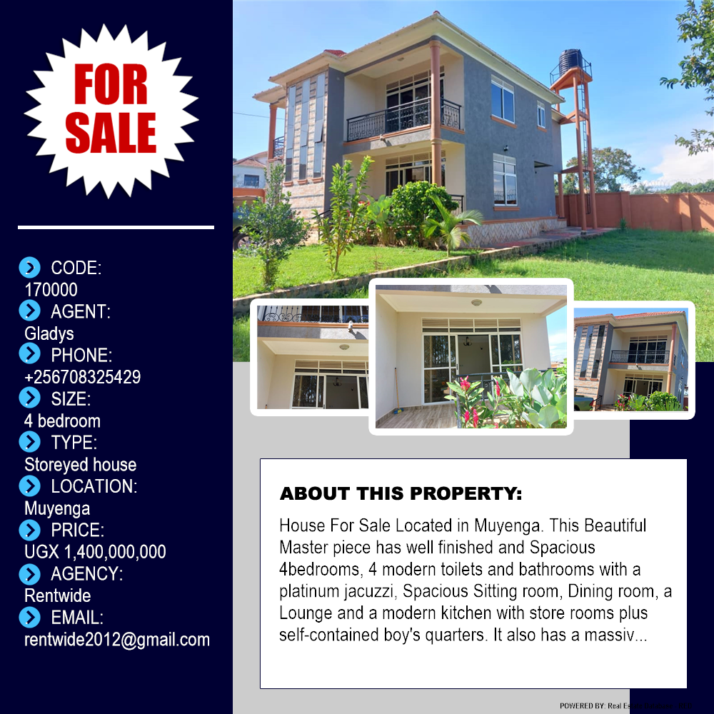 4 bedroom Storeyed house  for sale in Muyenga Kampala Uganda, code: 170000