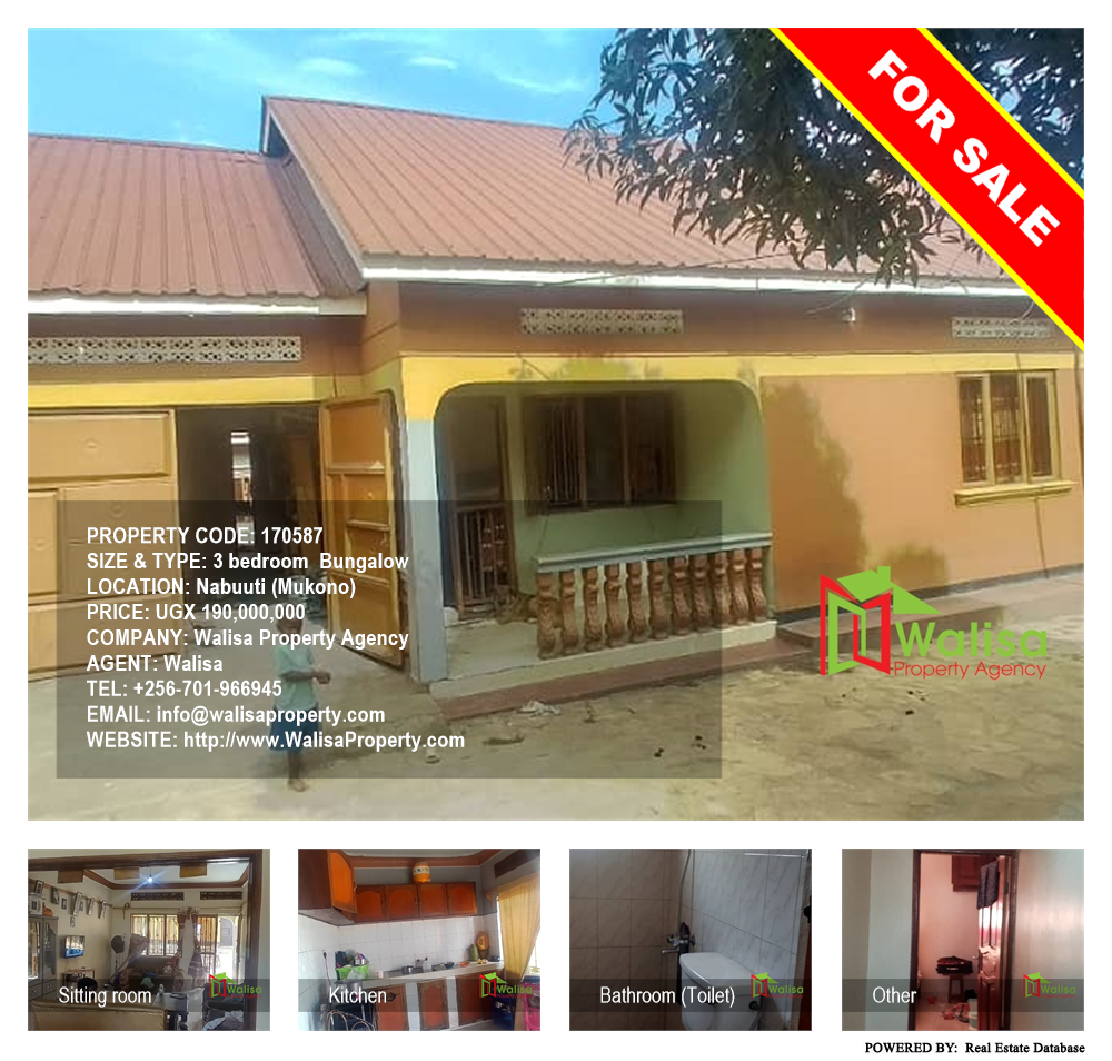 3 bedroom Bungalow  for sale in Nabuuti Mukono Uganda, code: 170587